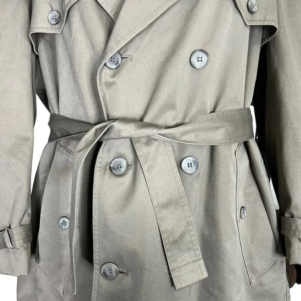 VINTAGE Towne London Fog Mens Trench Coat Double Breasted Liner Academia Size 42